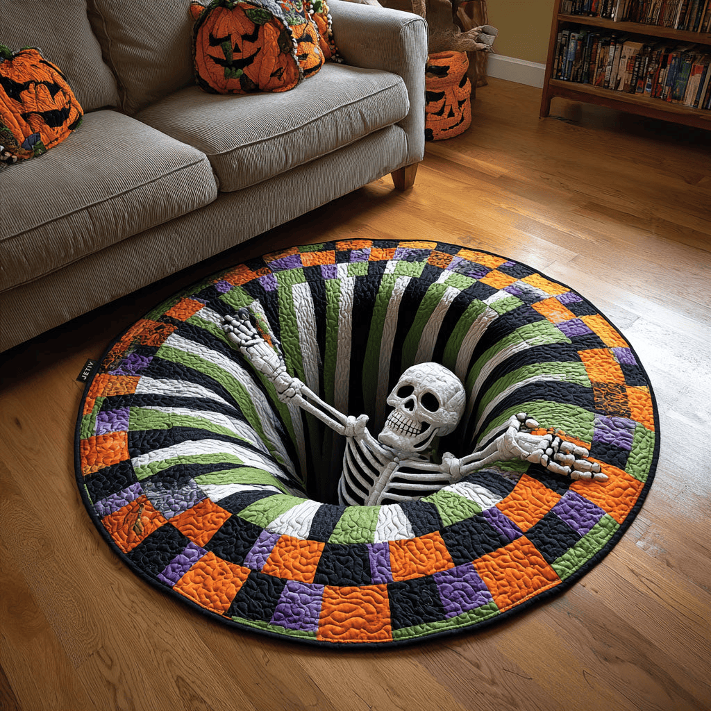 Candy Corn Abyss Quilted Round Mat Halloween Round Mat Halloween Gifts For Adults
