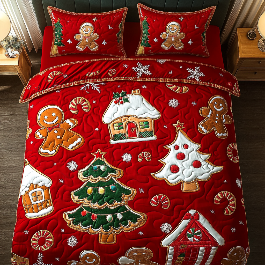 Candy Glow Quilted Bedding Set Holiday Duvet Covers Xmas Gifts For Family