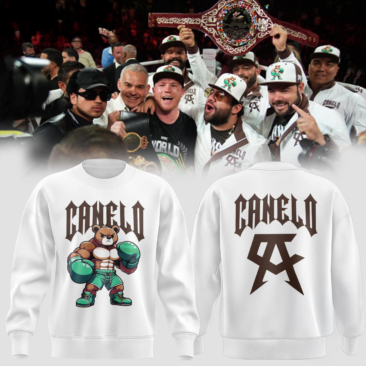 Canelo Alvarez Sweatshirt Canelo Bear White Sweatshirt Boxer Gifts For Fans