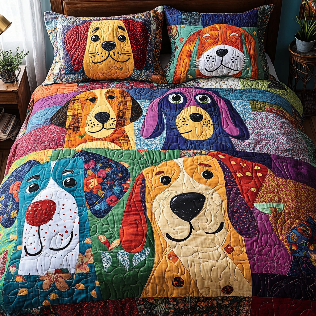 Canine Carnival Quilted Bedding Set Bedroom Decorations Presents For Dog Owners