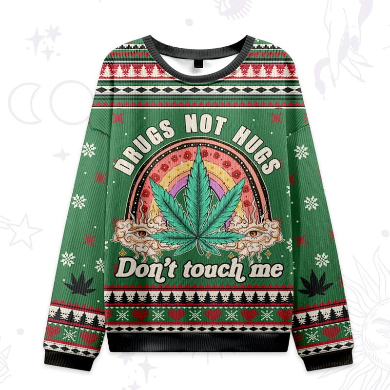 Cannabis Drugs Not Hugs Ugly Christmas Sweater Addicted Apparel Holiday Gifts For Her