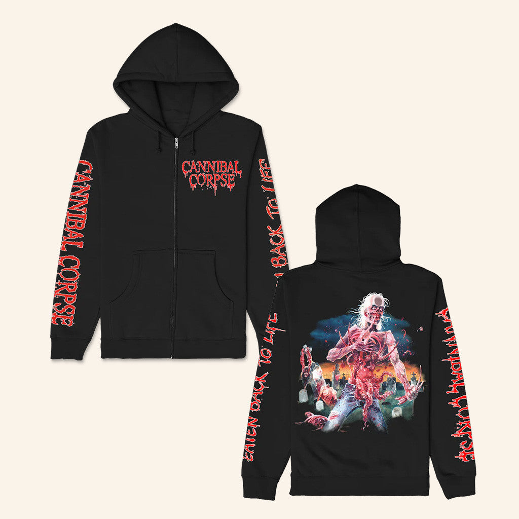 Cannibal Corpse Merch Eaten Back To Life Zip Up Black Hoodie Present For Him Cannibal Corpse Merch Eaten Back To Life Zip Up Black Hoodie Present For Him