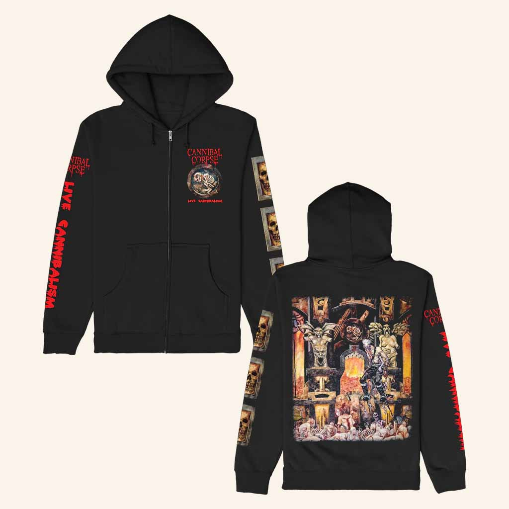 Cannibal Corpse Merch Live Cannibalism Zip Hoodie Music Lover Gifts For Him