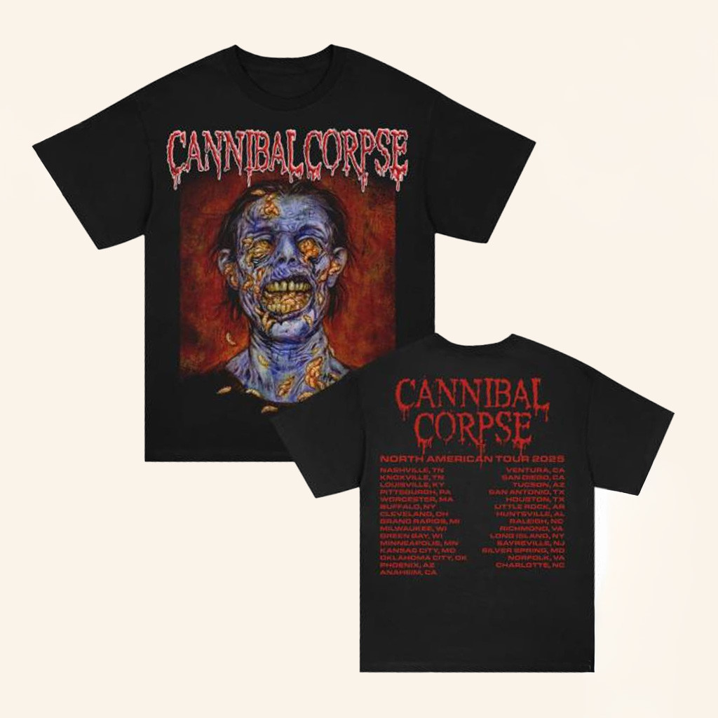 Cannibal Corpse Merch Skull Maggot 2025 Tour Black T-Shirt Gifts For Band Fans