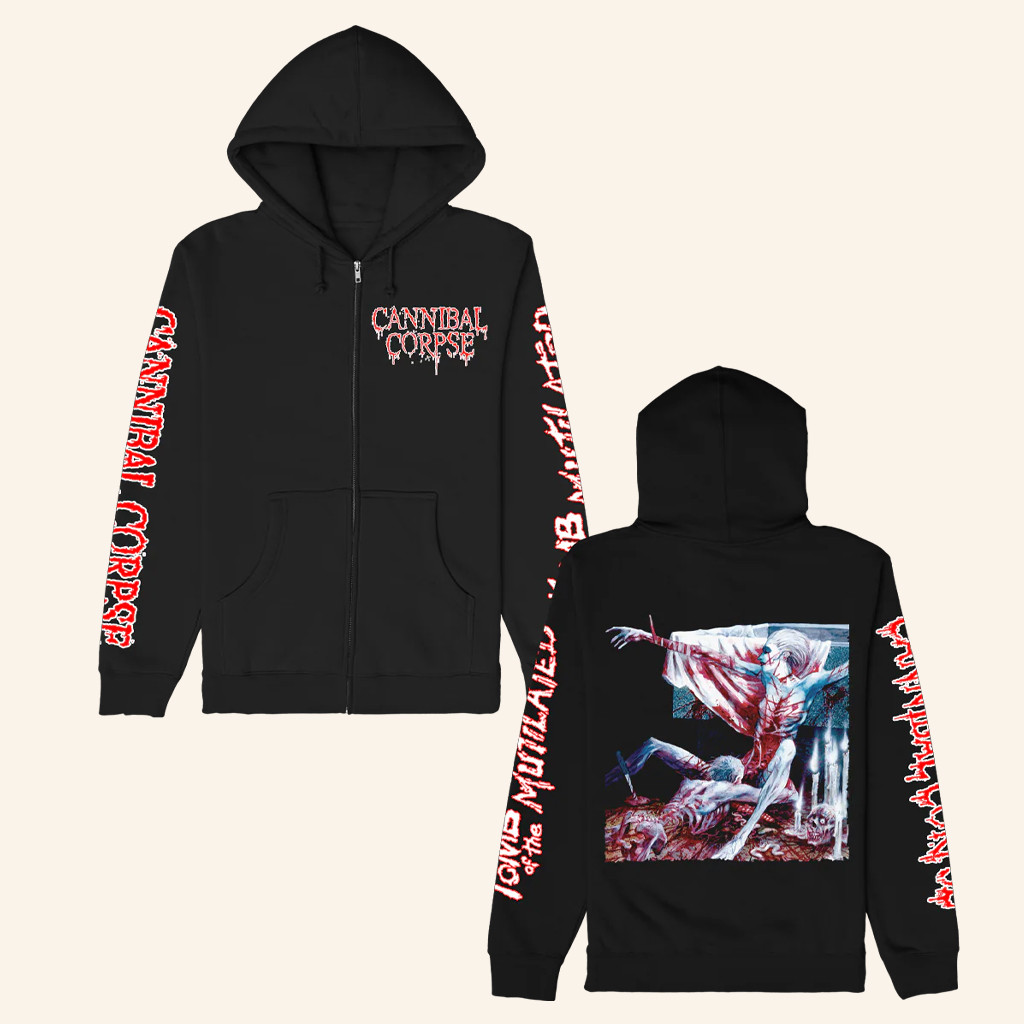 Cannibal Corpse Merch Tomb Of The Mutilated Zip Up Hoodie Black Music Gift Ideas For Guys
