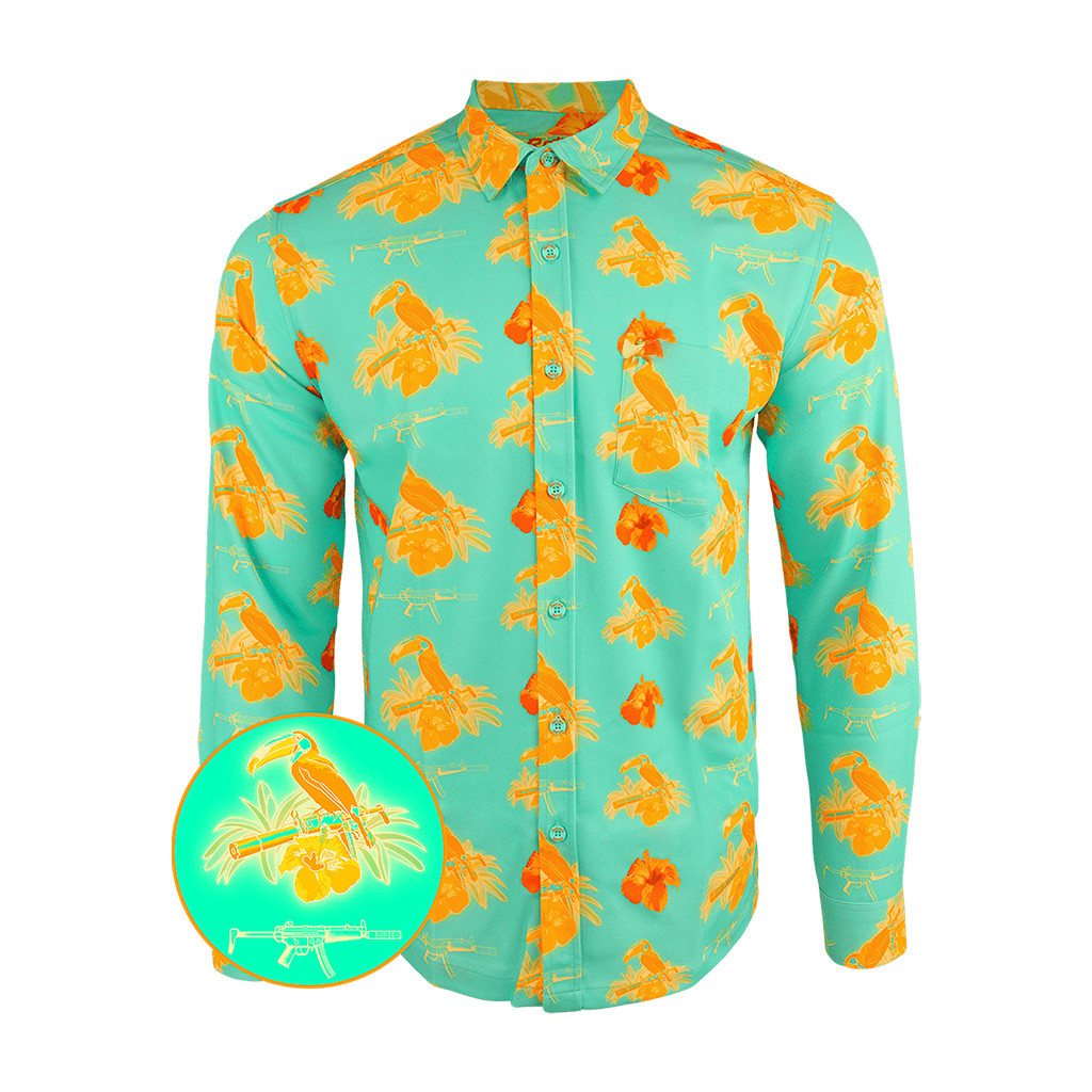 Cans And Toucans Mint Long Sleeve Button Down Shirt Hawaiian Tactical Shirt Gifts For Him Cans And Toucans Mint Long Sleeve Button Down Shirt Hawaiian Tactical Shirt Gifts For Him