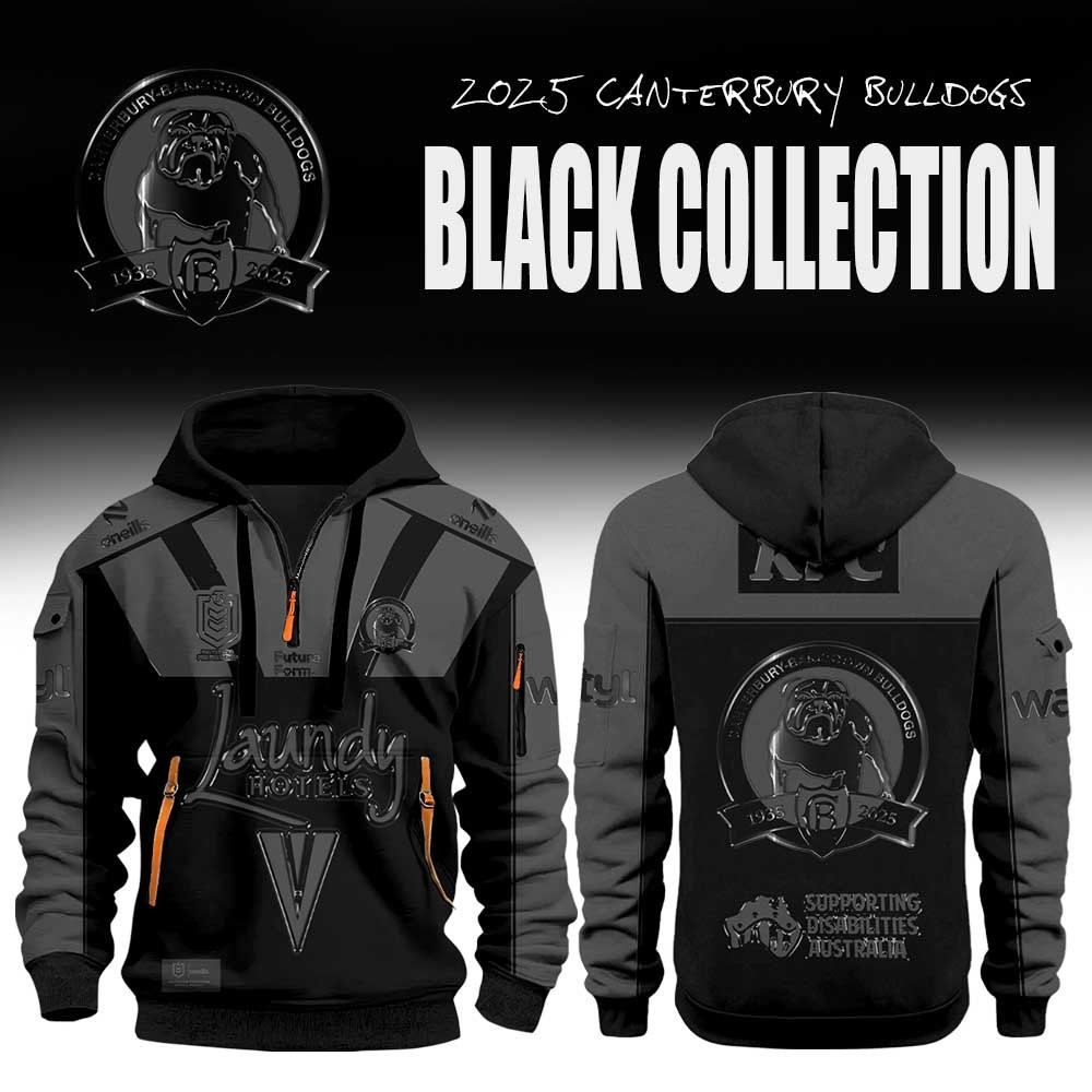 Canterbury Bulldogs Back In Black Half Zip Hoodie Gifts For Boyfriend