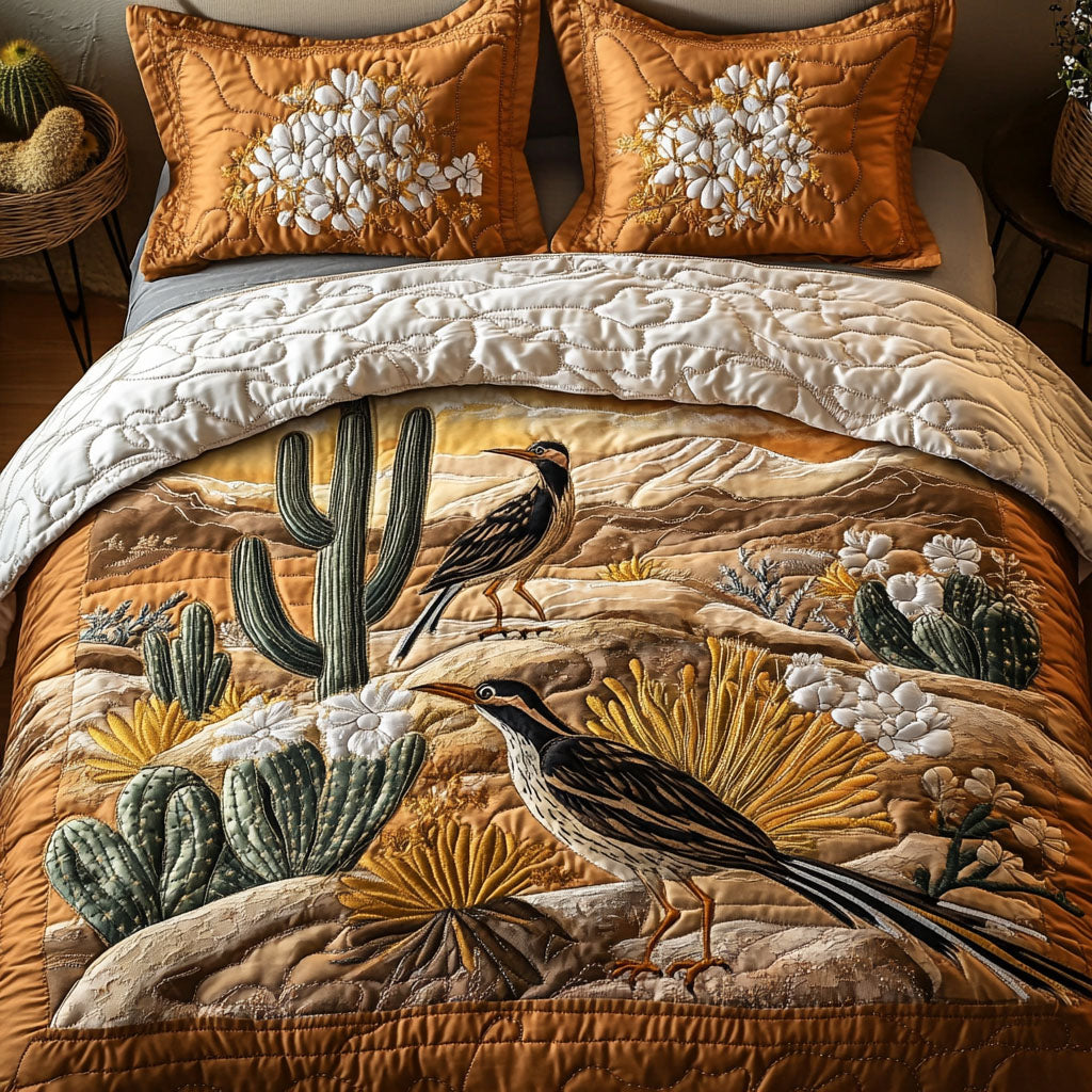 Canyon Bloom Quilted Bedding Set Aesthetic Room Decor Gift Ideas For Bird Watchers