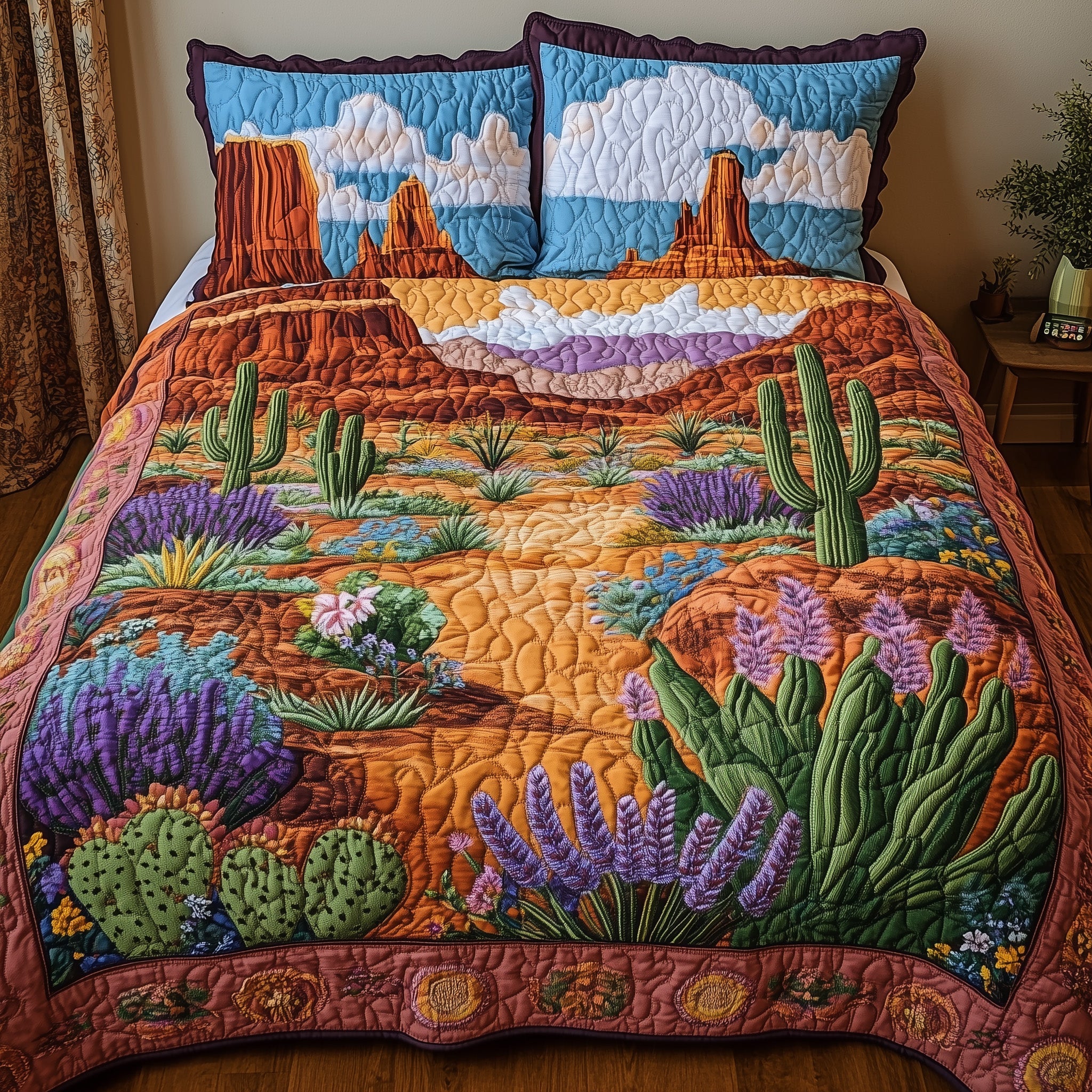 Canyon Bloom Symphony Quilted Bedding Set Duvet Cover Merchandise Meaningful Birthday Gifts