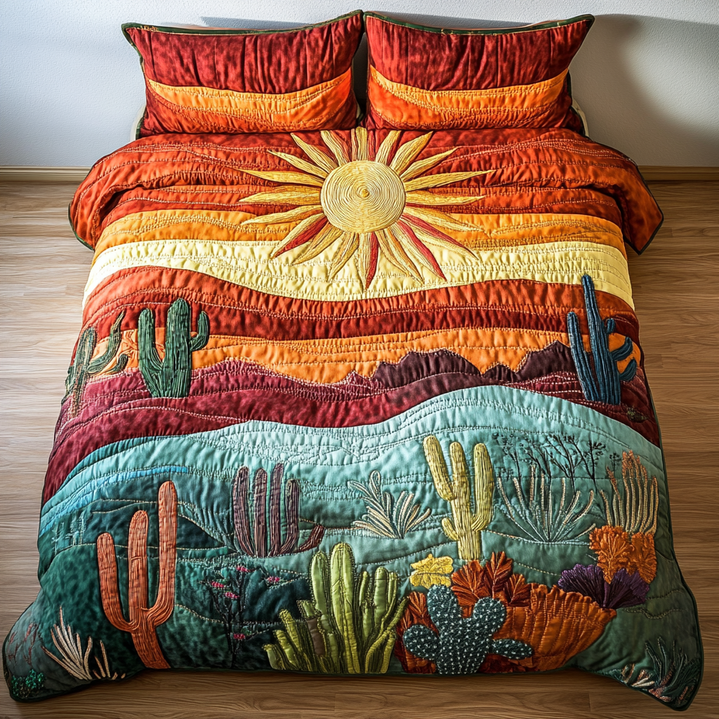 Canyon Colors Quilted Bedding Set Christmas Bedding Duvet Cover Succulent Gift For Him Her