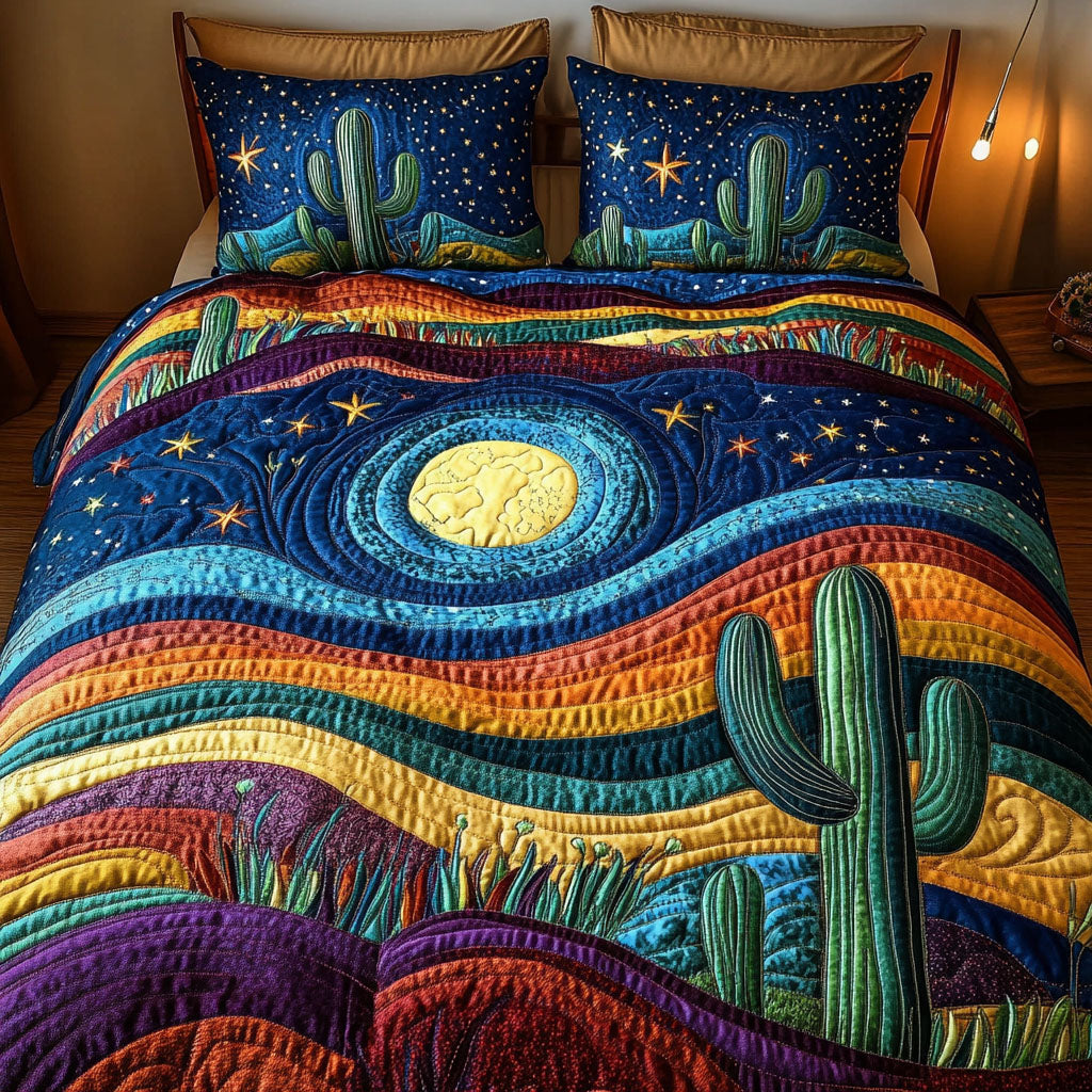 Canyon Dream Quilted Bedding Set Bedroom Decor Christmas Cactus Gift