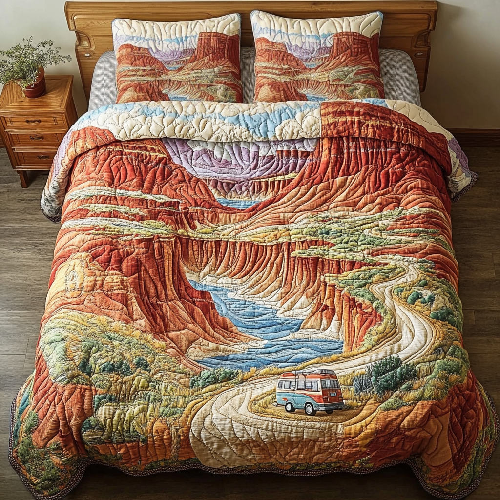 Canyon Dreams Quilted Bedding Set Holiday Duvet Covers Cactus Gifts For Women