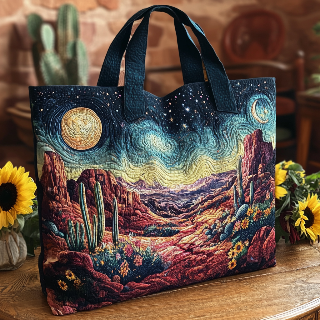 Canyon Dreams Quilted Tote Bag Cactus Housewarming Gift