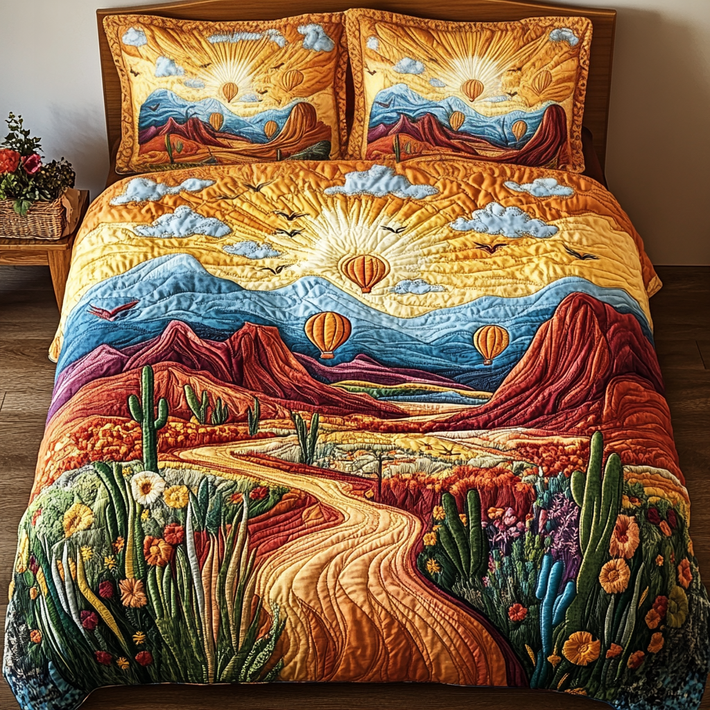 Canyon Float Quilted Bedding Set Bedroom Decorations Christmas Cactus Gift