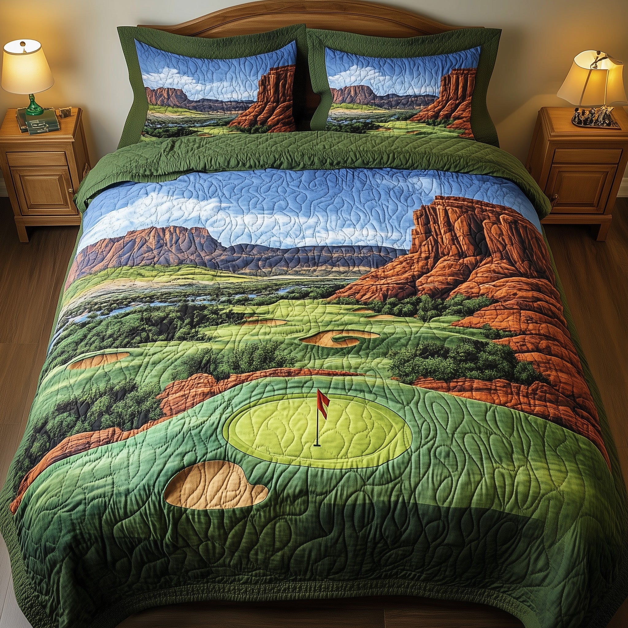 Canyon Golf Vista Quilted Bedding Set Duvet Cover Merchandise Gift Ideas Golf Lovers