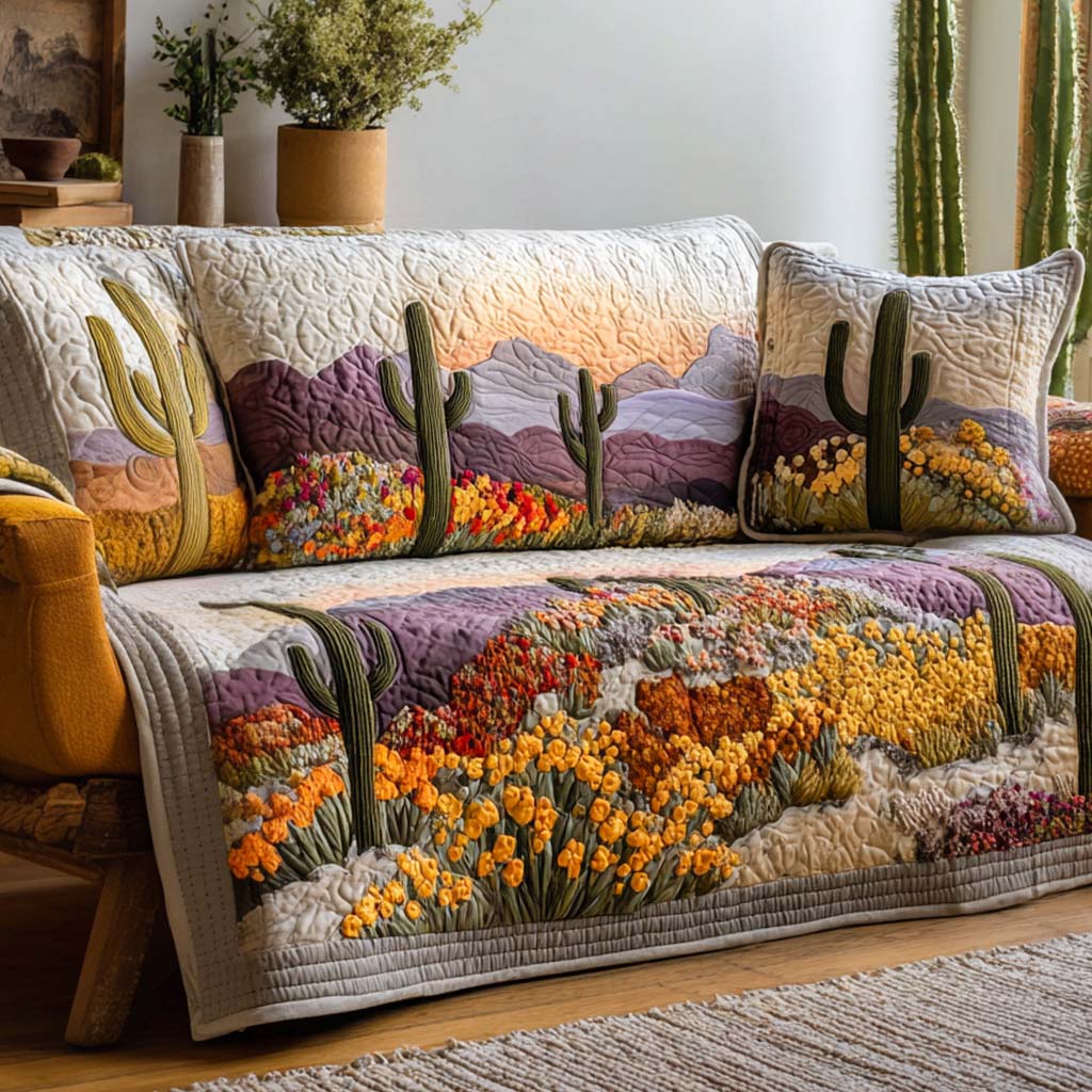 Canyon Light Quilted Sofa Cover Holiday Couch Covers Gift For Cactus Lover