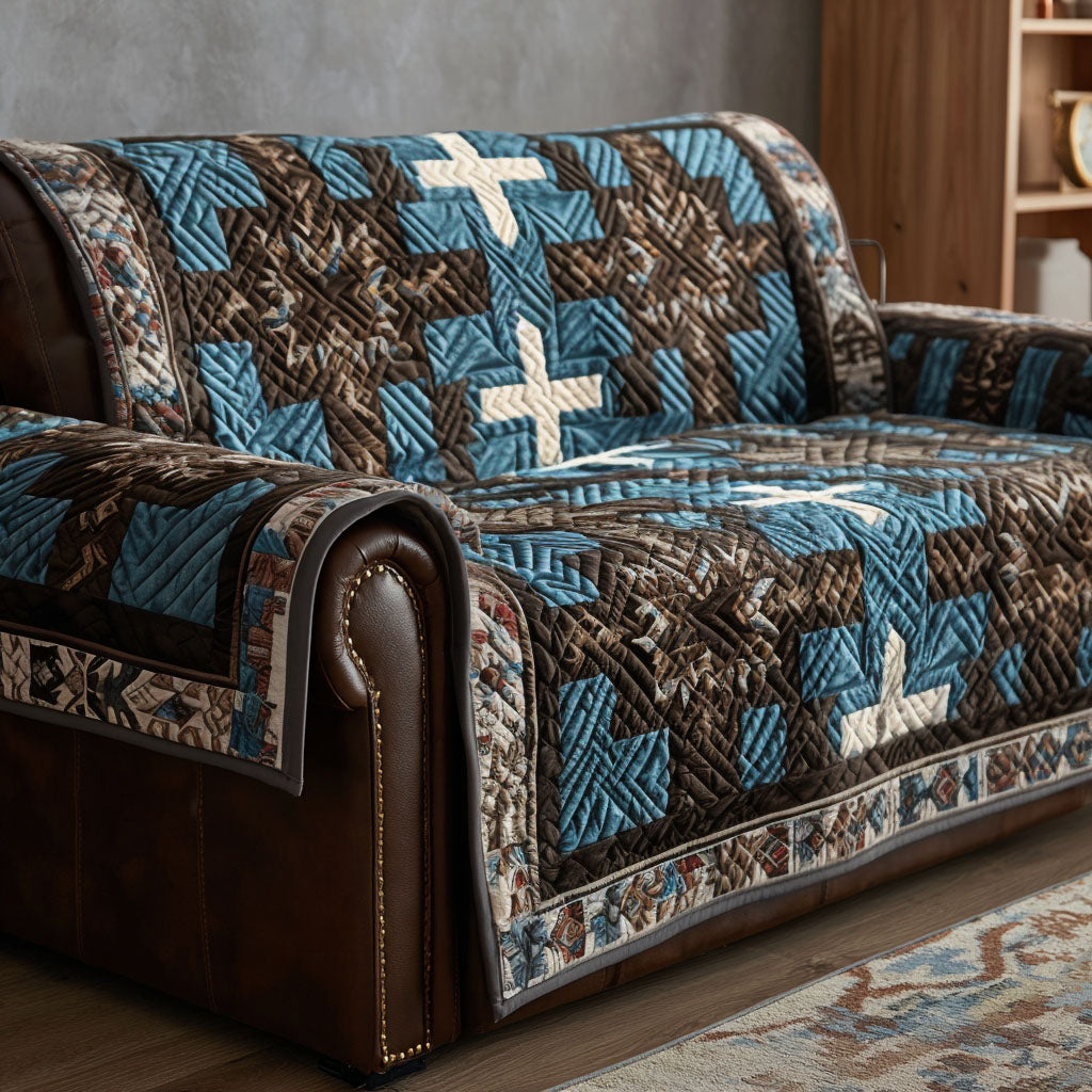 Canyon Rose Quilted Sofa Cover Indoor Decorations Western Cowboy Gifts For Dad