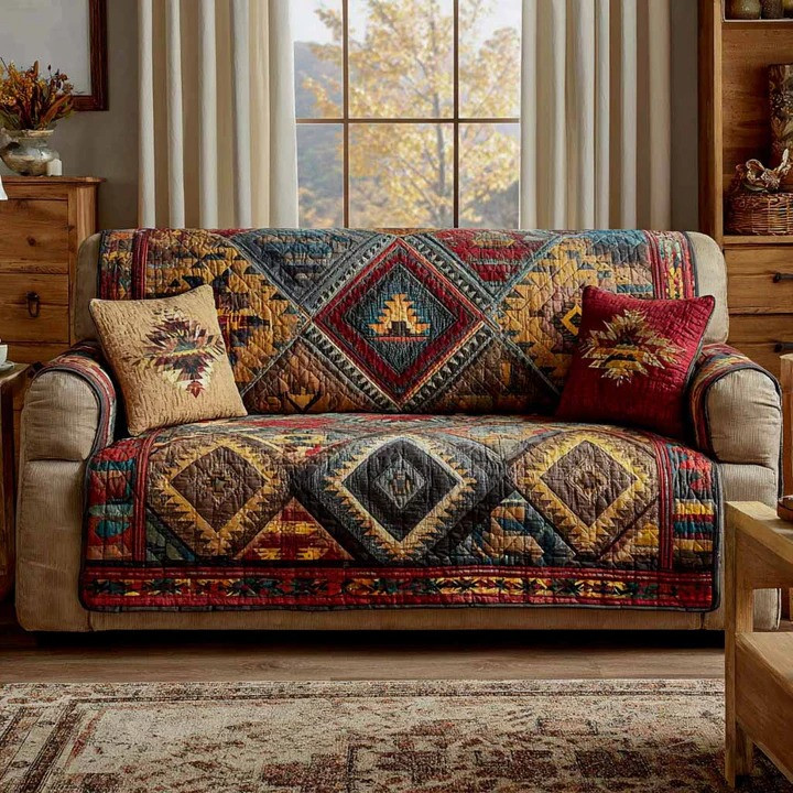 Canyon Spirit Quilted Sofa Cover Rustic Southwest Furniture Protector Best Home Decor Gift Ideas