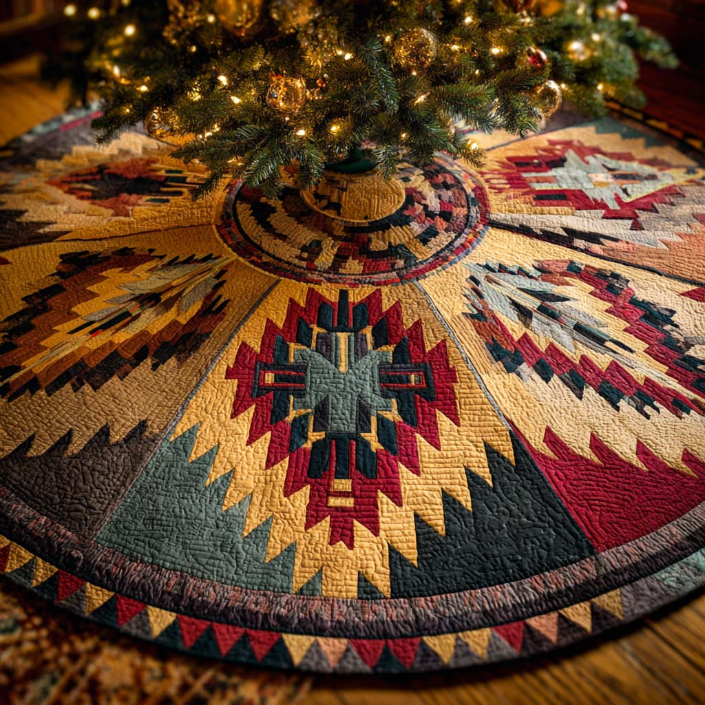 Canyon Sunset Crest Quilted Tree Skirt Holiday Home Decor Christmas Gift For Her