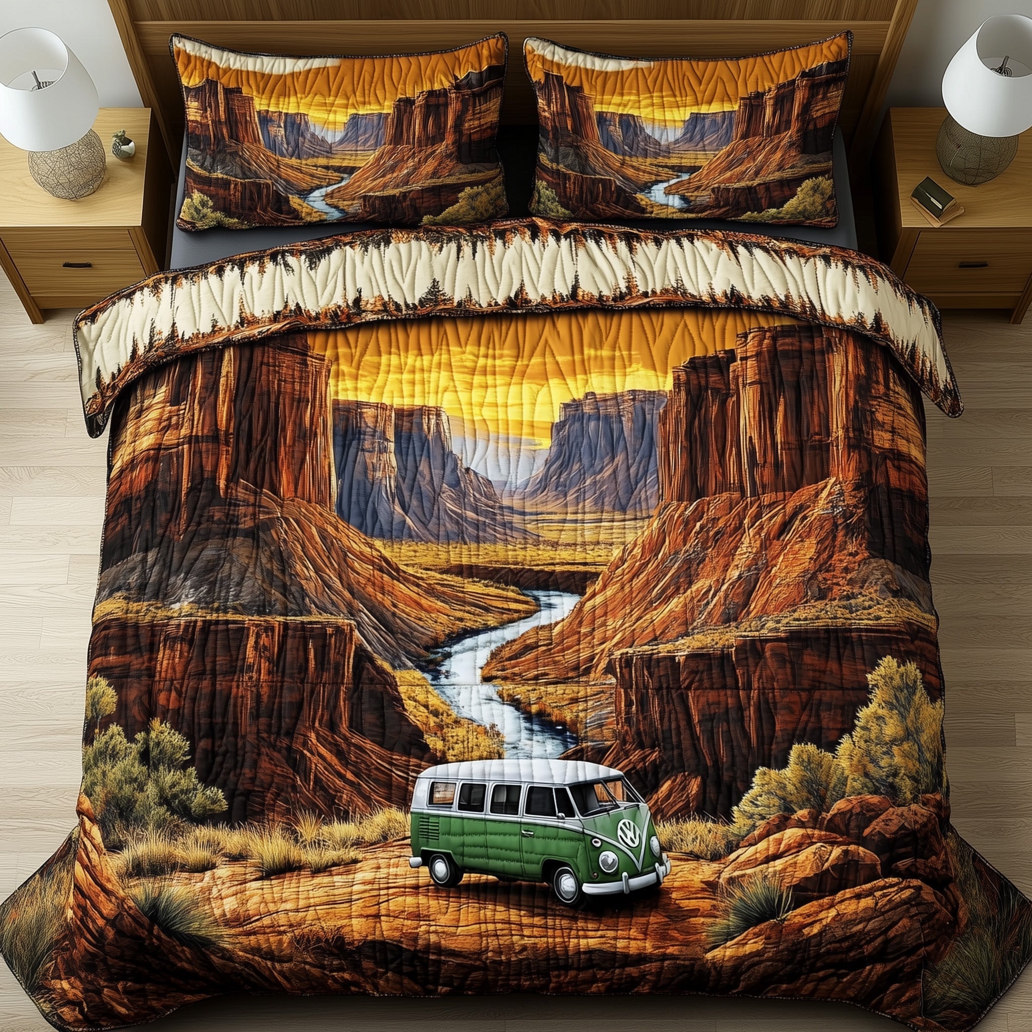 Canyon Sunset Journey Quilted Bedding Set Duvet Cover Merchandise Meaningful Birthday Gifts For Her
