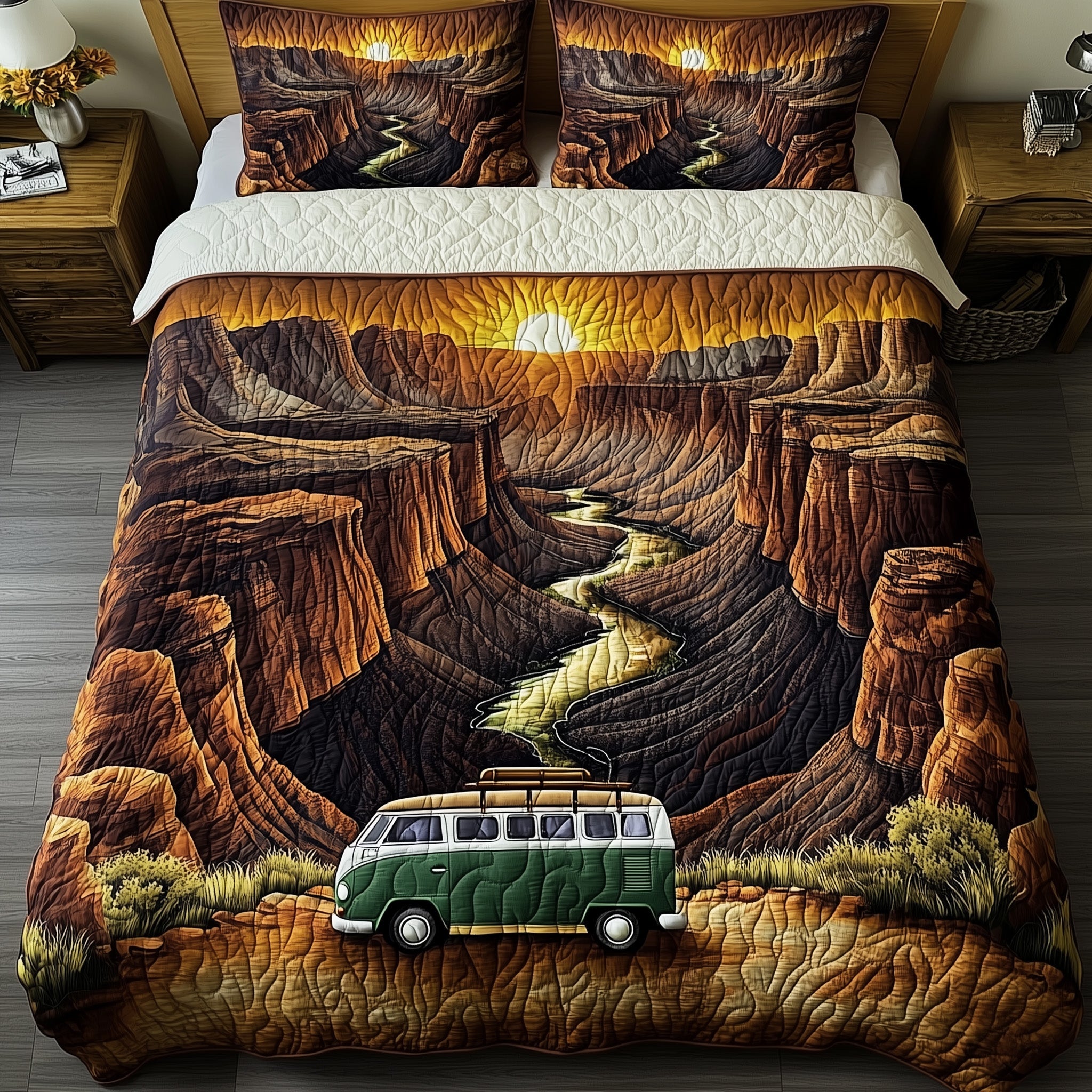 Canyon Sunset Journey Quilted Bedding Set Duvet Cover Merchandise Meaningful Mother'S Day Gifts