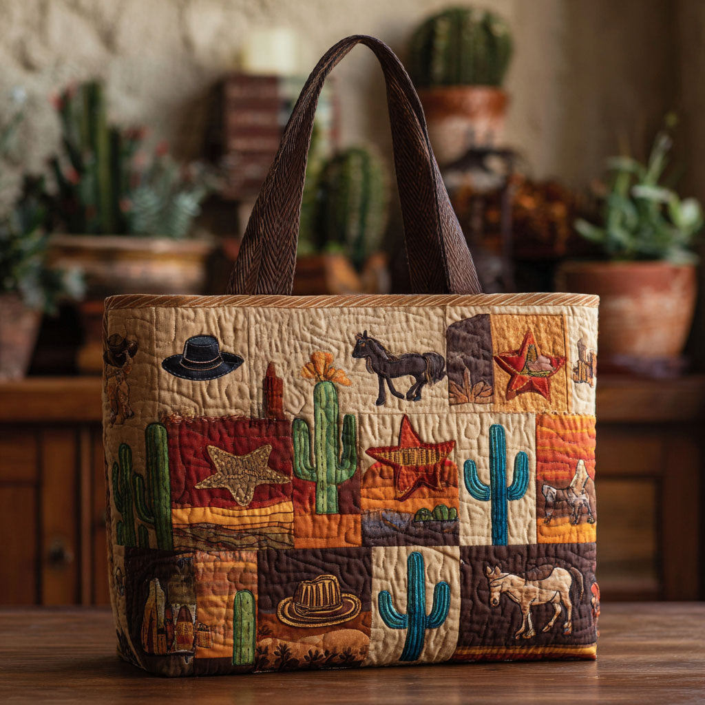 Canyon Sunset Quilted Tote Bag Gifts For Horse Enthusiasts