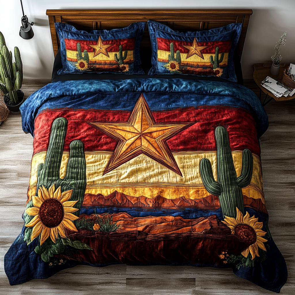 Canyon Trails Quilted Bedding Set Bed Decorations Novelty Cactus Gifts