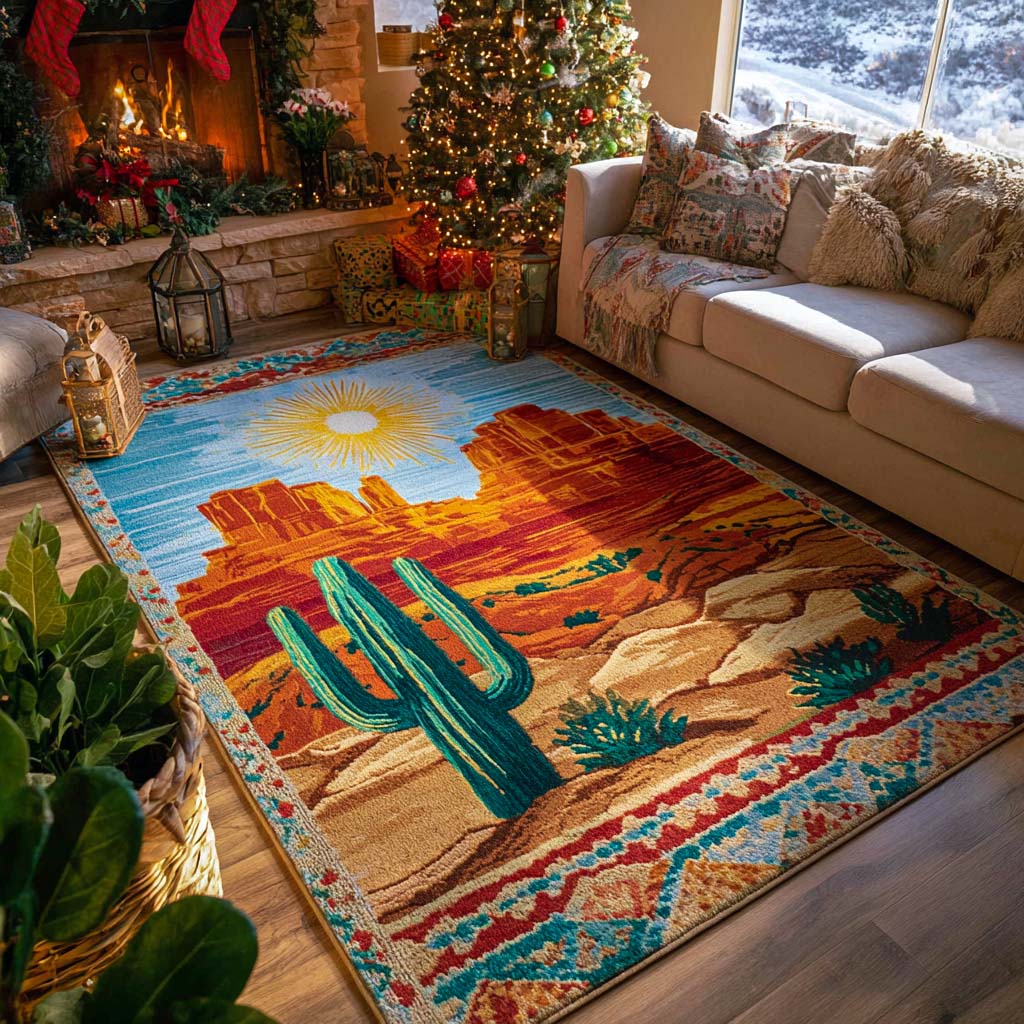 Canyon Vista Glow Area Rug Dining Room Table Decorated For Christmas Cute Bear Gift Ideas