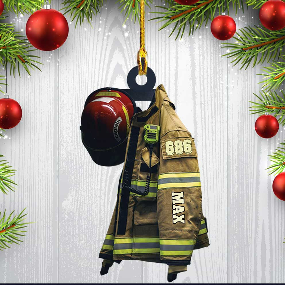 Captain Firefighter Christmas Ornament Custom Firefighter Uniform & Hat Acrylic Ornament for Firefighter