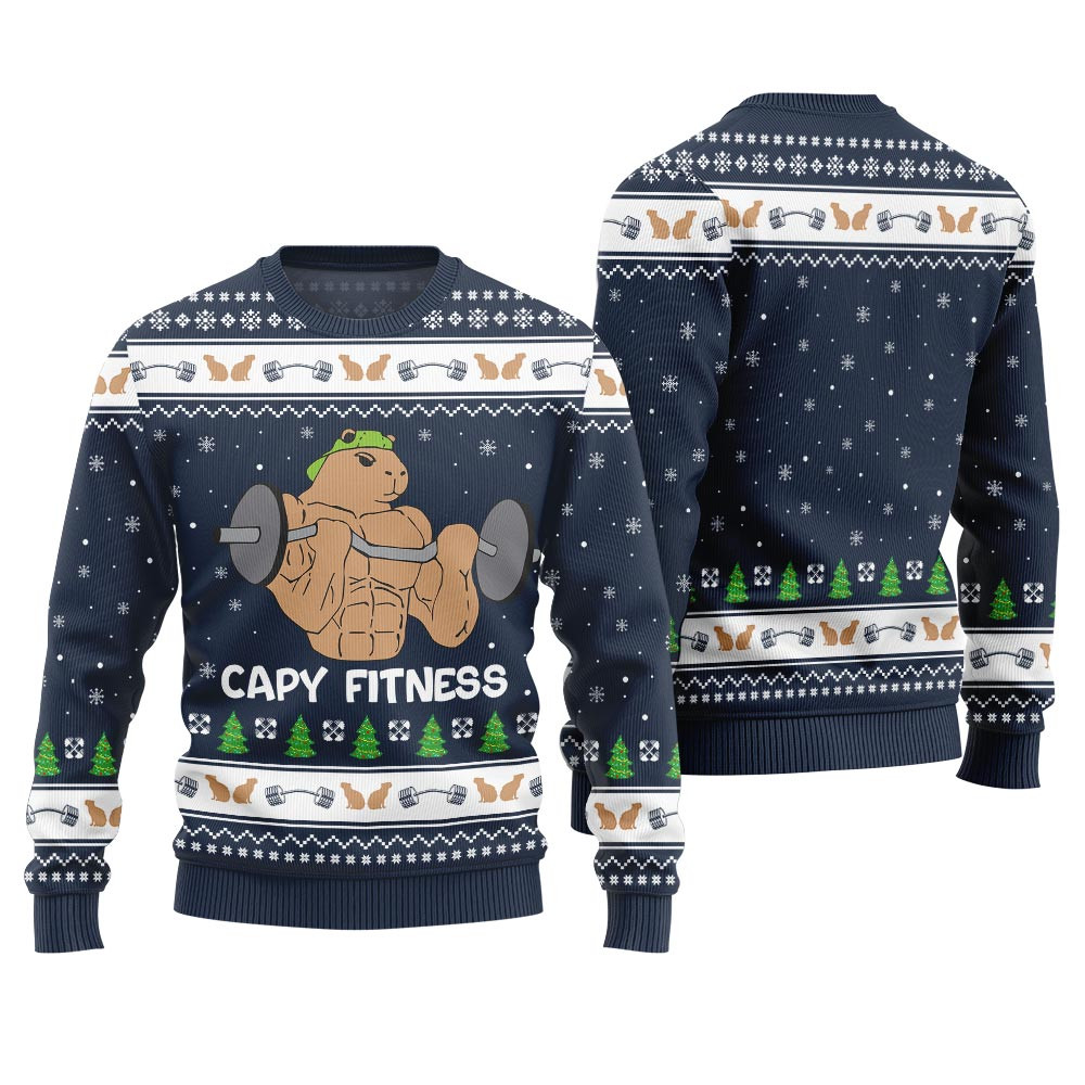 Capy Fitness Funny Ugly Christmas Sweater Personalized Christmas Sweatshirt Gift for Family