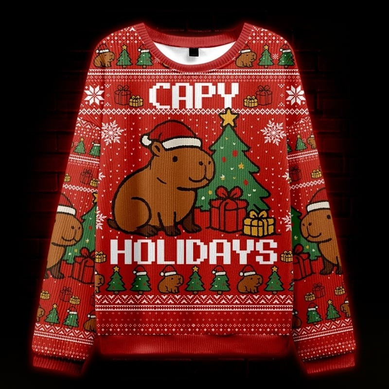 Capy Holidays Ugly Christmas Sweater Cute Xmas Holiday Gifts For Capybara Lovers