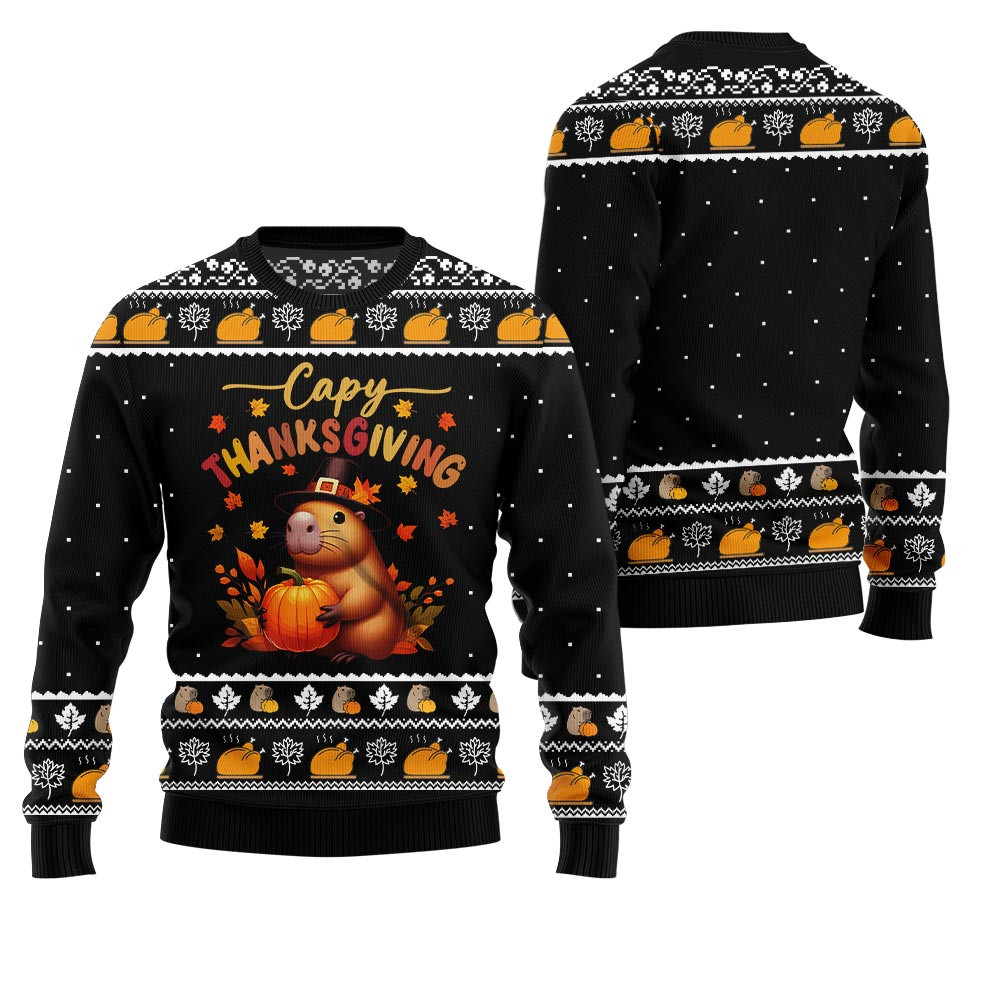Capy Thanksgiving Ugly Sweater Classic Holiday Sweater for Festive Looks