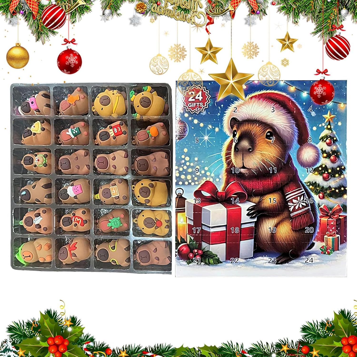 Capybara Advent Calendars 2025 24 Day Christmas Countdown Calendar 2025 Capybaras Gift