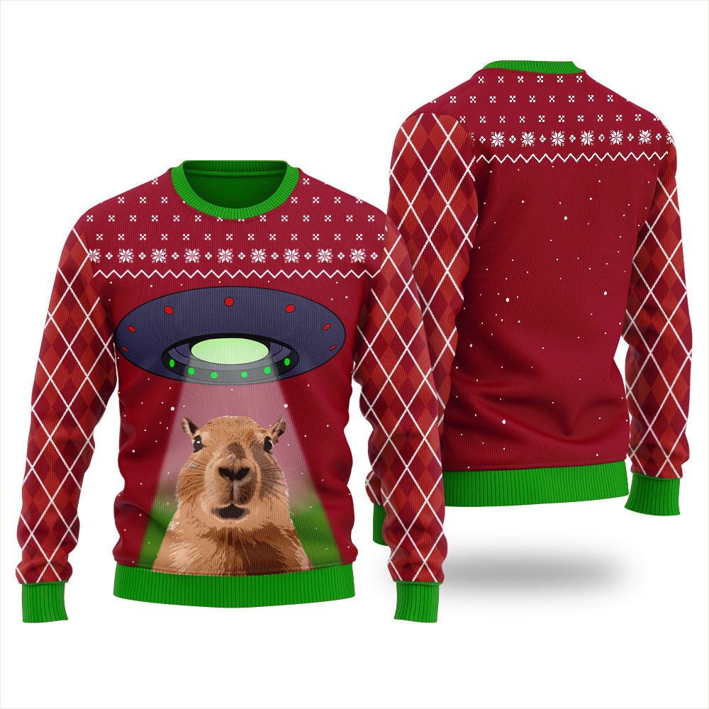 Capybara Alien Womens Ugly Christmas Sweater Warm and Comfy Sweater for Winter Days