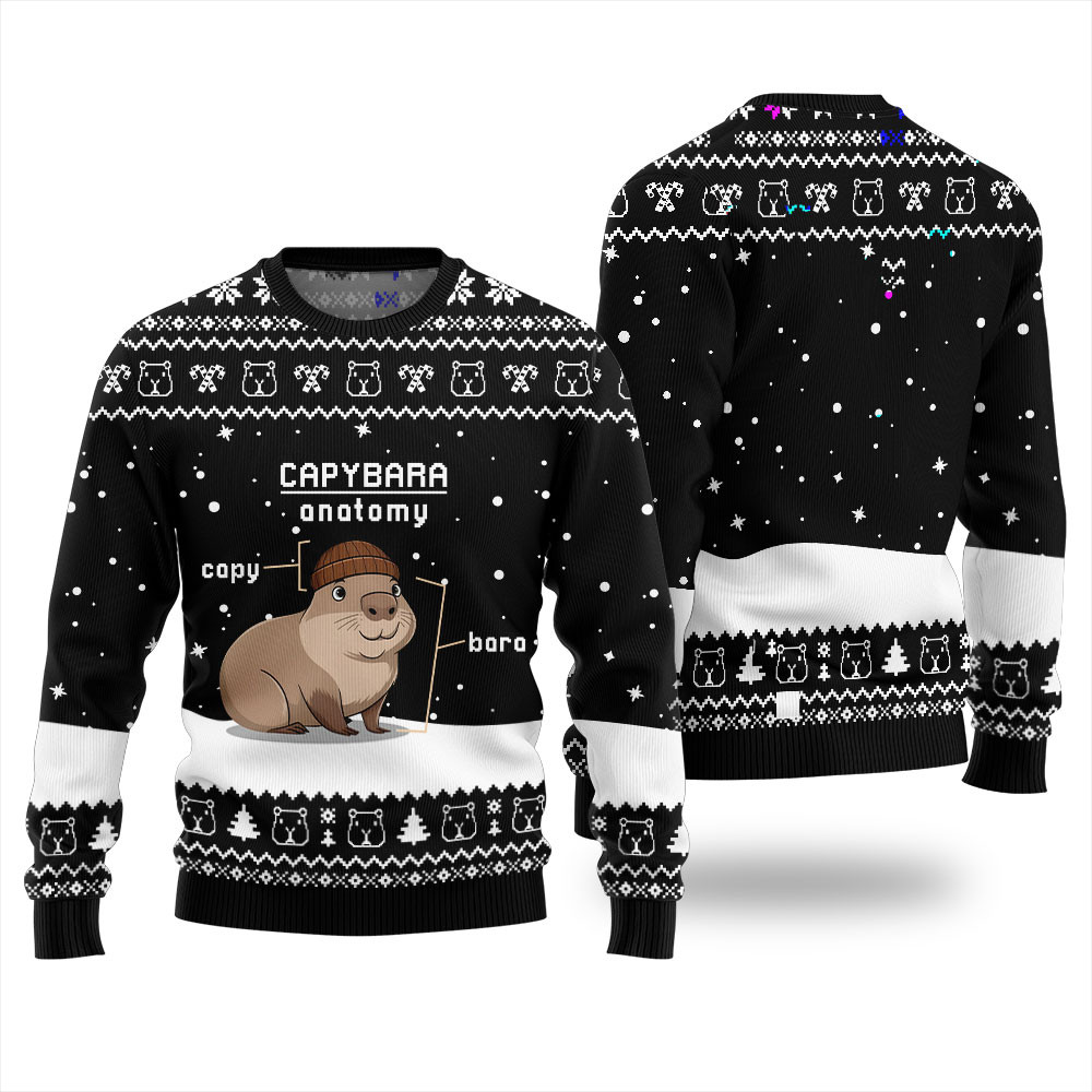 Capybara Anatomy Funny Christmas Sweater Cute Christmas Sweatshirt for Holiday Spirit