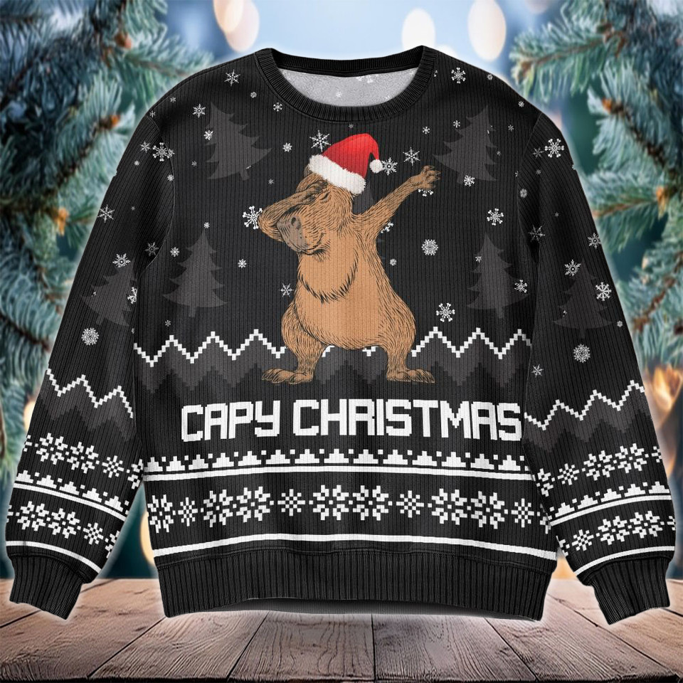 Capybara Capy Christmas Ugly Sweater Funny Xmas Sweater Gifts For Capybara Lovers