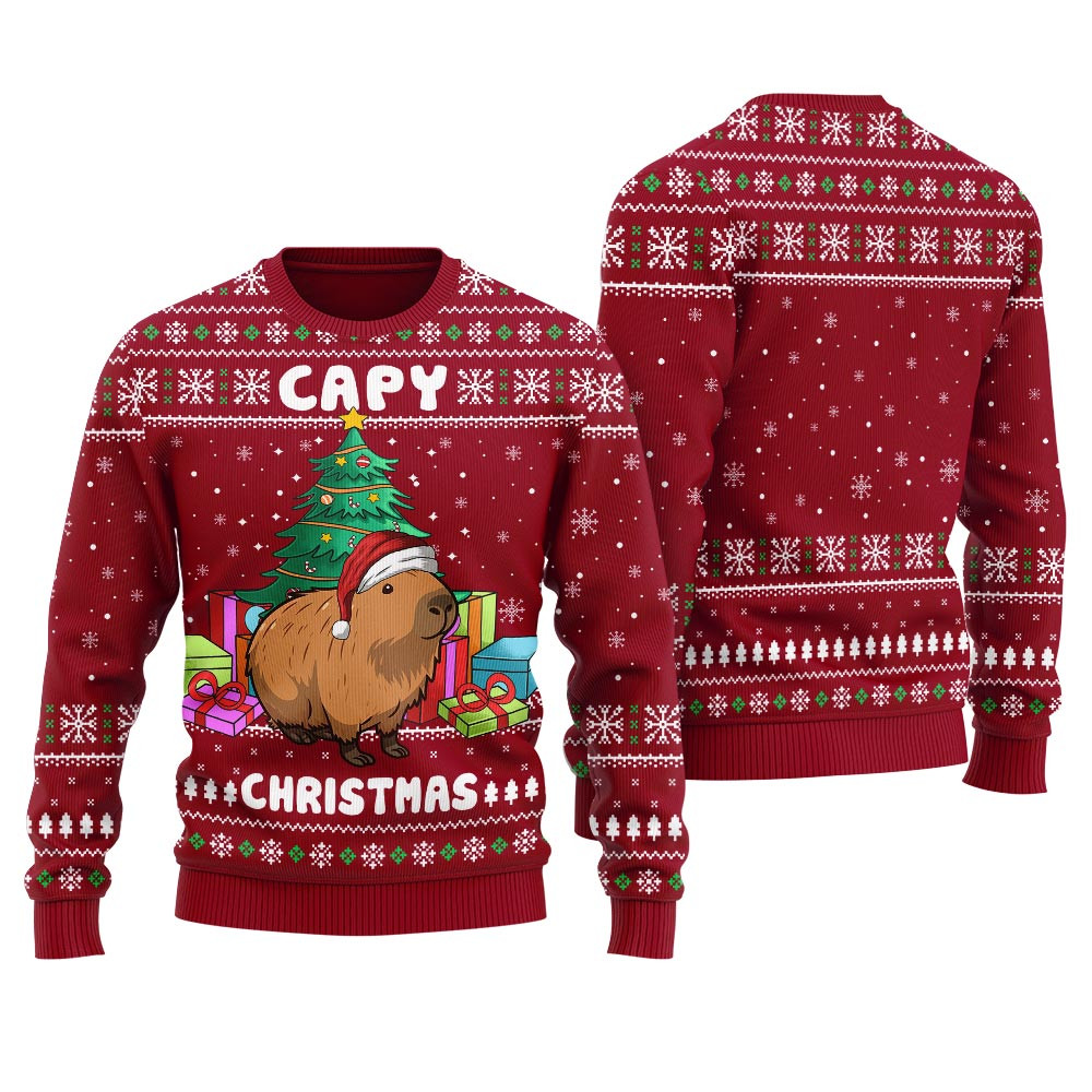Capybara Christmas Sweater Women Trendy Winter Sweatshirt for Cozy Moments