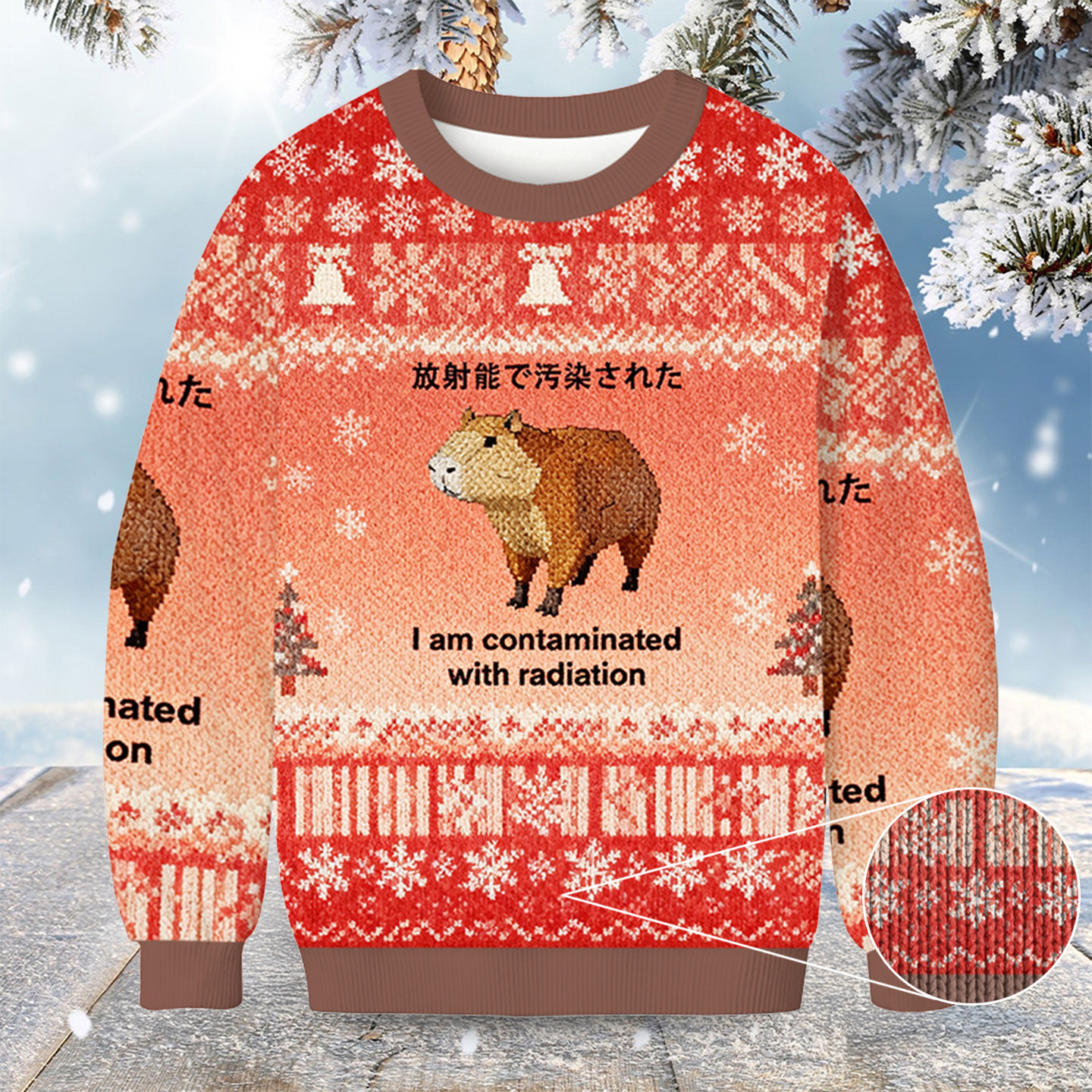 Capybara Contaminated By Radiation Christmas Ugly Sweater Funny Jumper Capybara Lover Xmas Gift