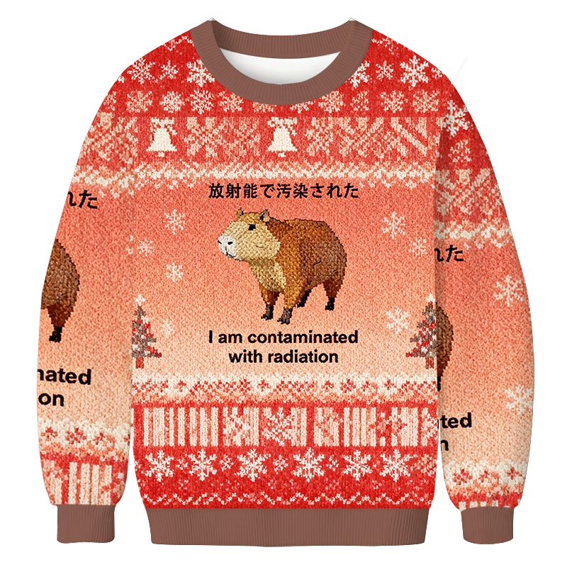 Capybara Contaminated By Radiation Christmas Ugly Sweatshirt Festive Xmas Winter Sweater Gift Ideas Capybara Contaminated By Radiation Christmas Ugly Sweatshirt Festive Xmas Winter Sweater Gift Ideas