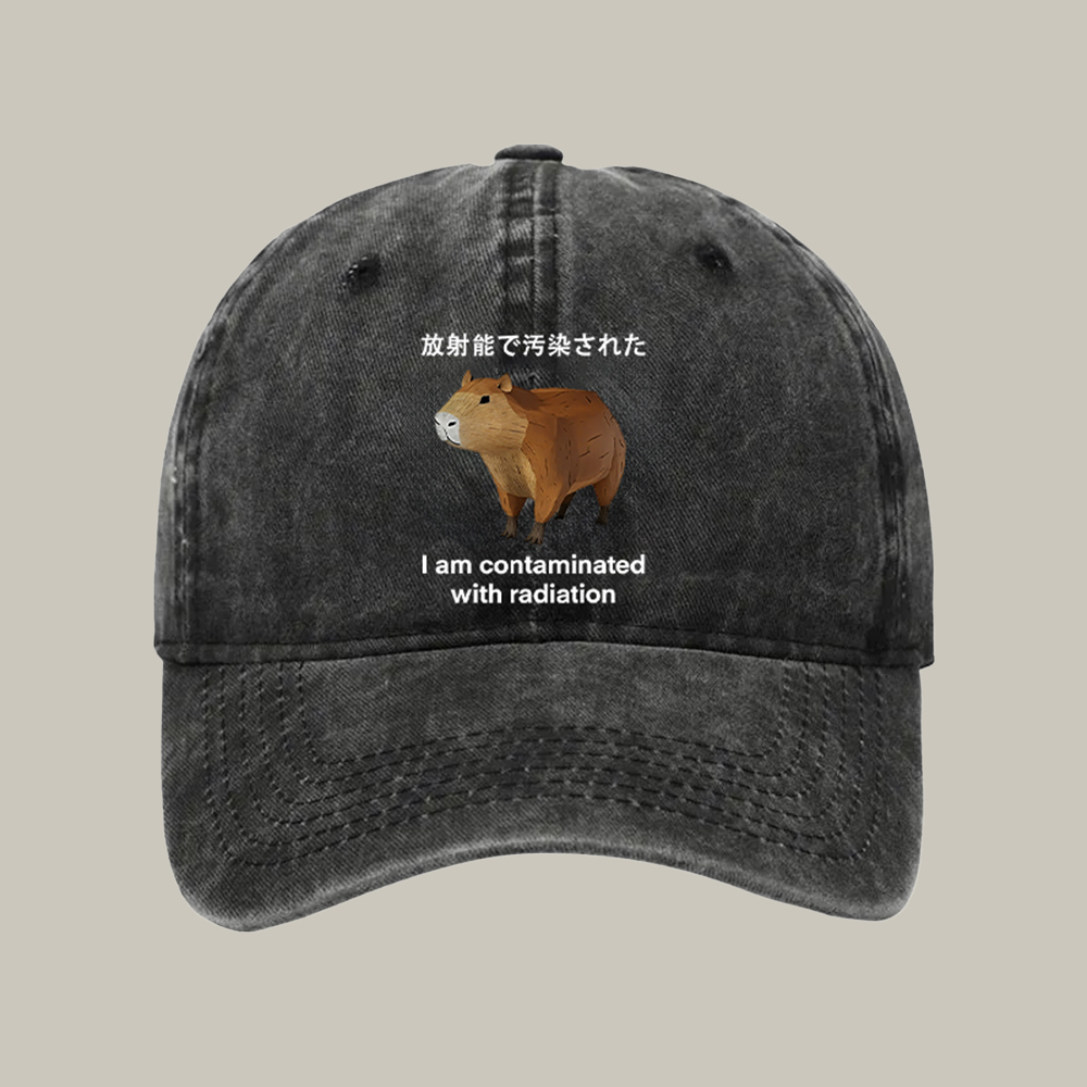 Capybara Contaminated By Radiation Washed Cap Christmas Funny Hats Father Daughter Presents