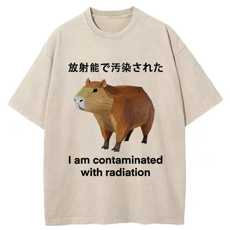 Capybara Contaminated By Radiation Washed T-Shirt Classic Graphic Fashion Tee Gifts For Friends Capybara Contaminated By Radiation Washed T-Shirt Classic Graphic Fashion Tee Gifts For Friends