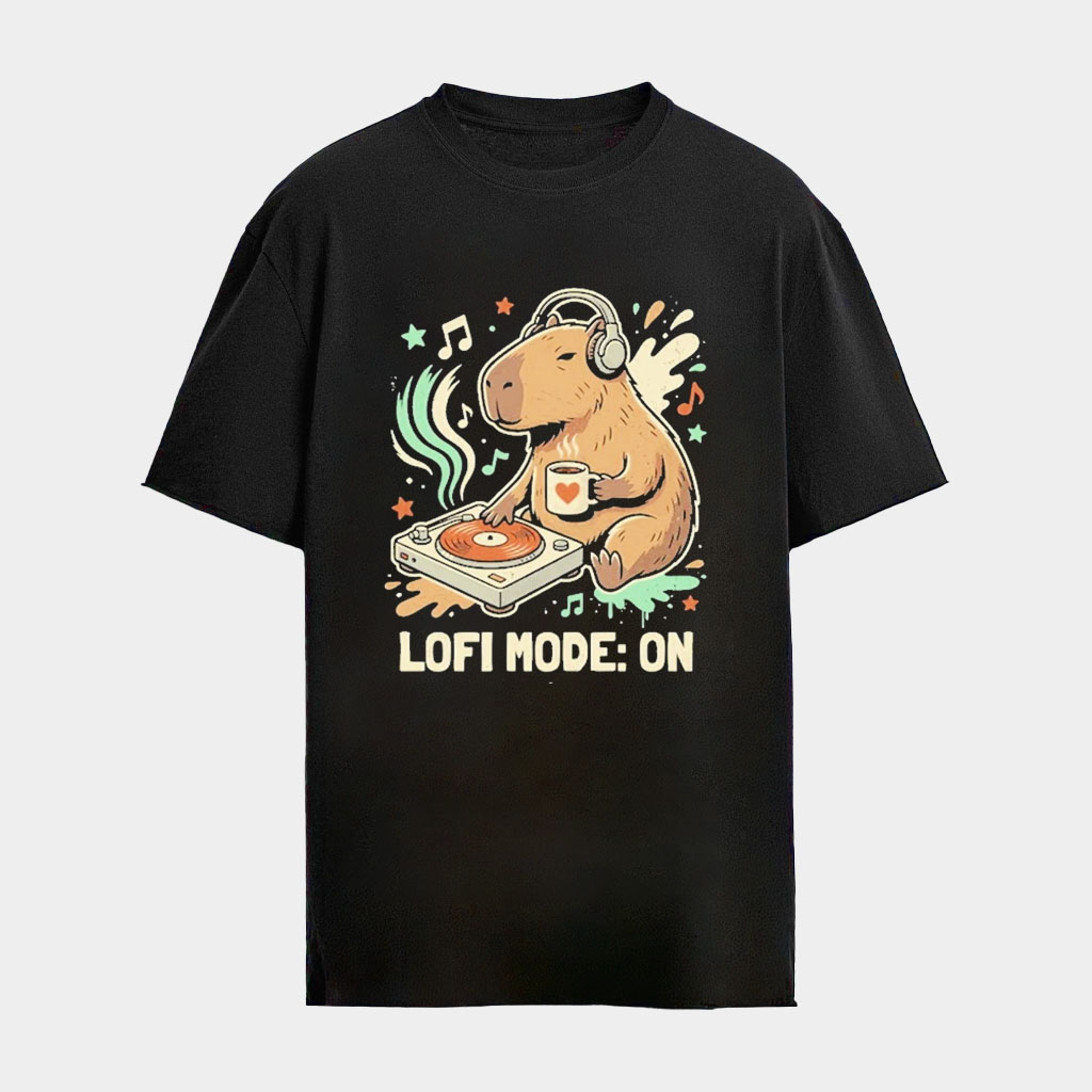Capybara DJ Retro Aesthetic Shirt Lofi Mode On T-Shirt Funny Gifts For Capybara Lovers