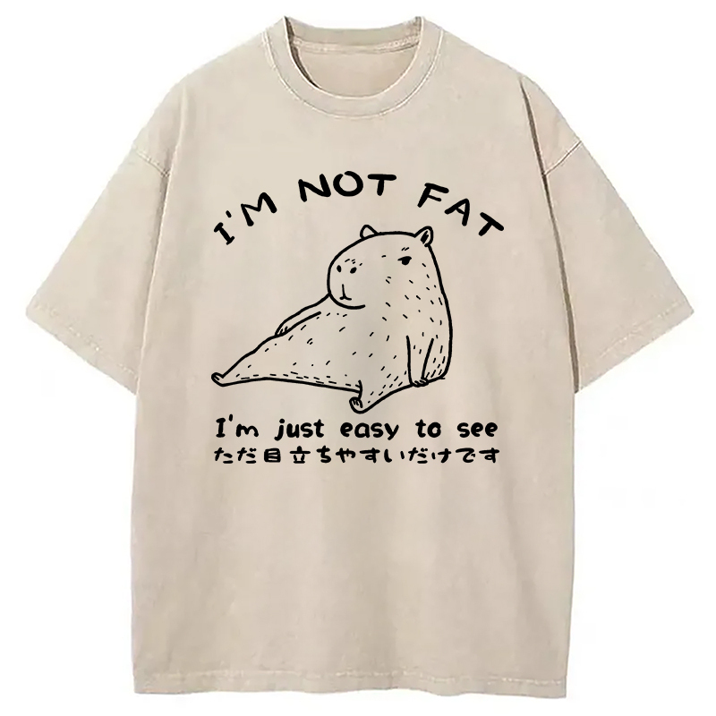 Capybara Fat Just Easy to See Washed T-Shirt Funny Graphic Gift For Friends Gifts For Him Capybara Fat Just Easy to See Washed T-Shirt Funny Graphic Gift For Friends Gifts For Him