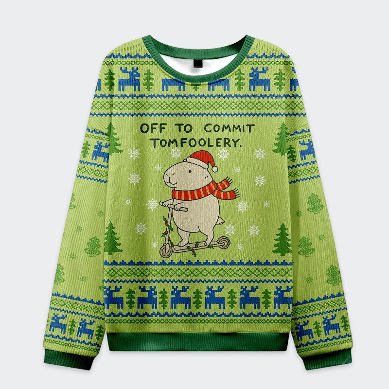 Capybara Is Ready To Do Something Bad Christmas Ugly Sweater Best Funny Christmas Jumpers