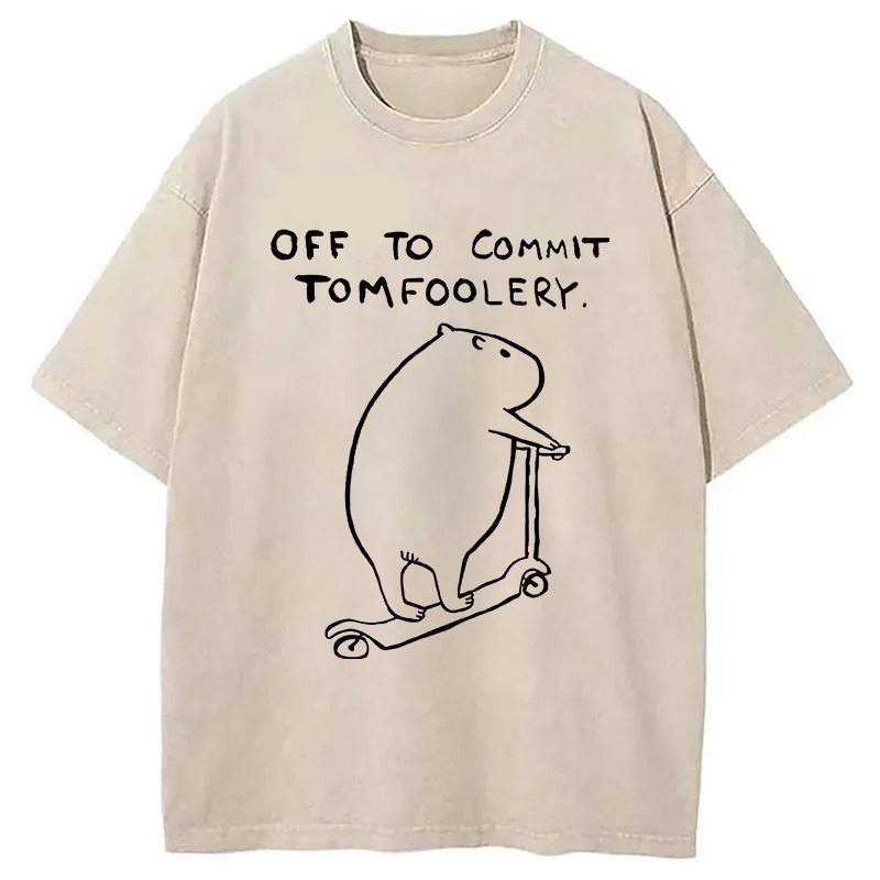 Capybara Is Ready Washed T-Shirt Casual Oversized Outfit Style Gifts For Best Friend