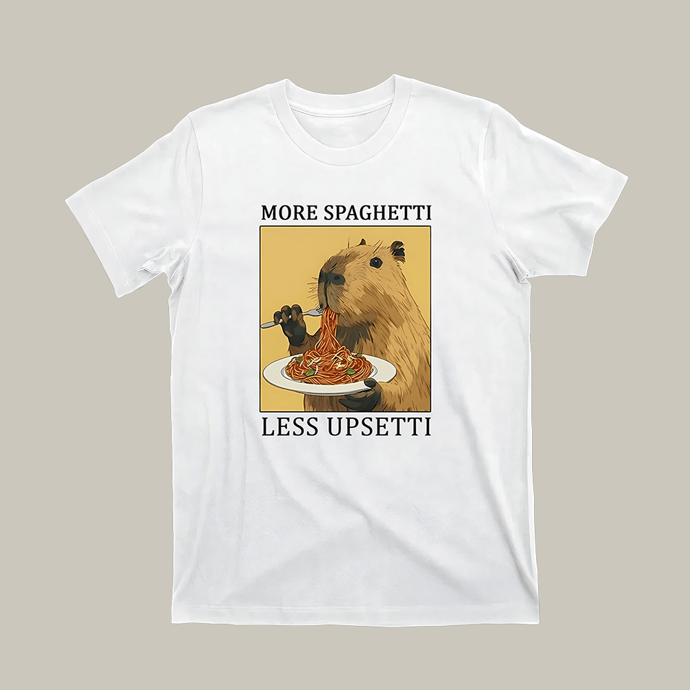 Capybara More Spaghetti Less Upsetti T-Shirt Animal Shirt Funny Gift Ideas