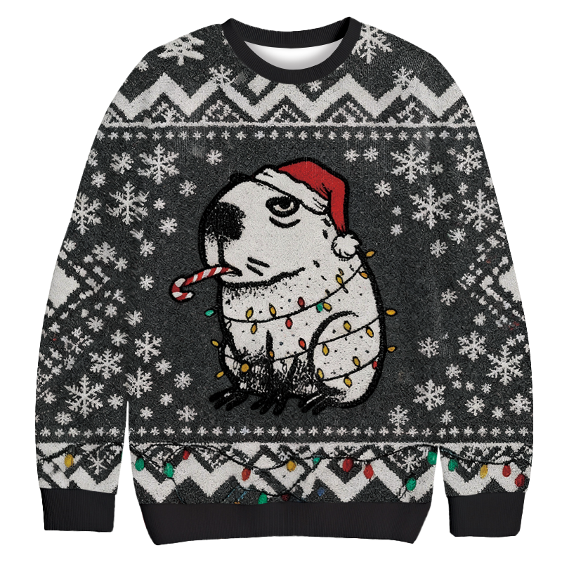 Capybara Smoking Funny Christmas Ugly Sweatshirt Festive Xmas Winter Sweater Gift Ideas Capybara Smoking Funny Christmas Ugly Sweatshirt Festive Xmas Winter Sweater Gift Ideas