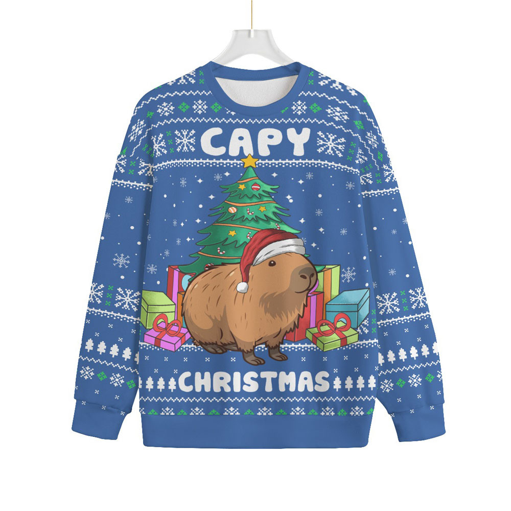 Capybara Womens Oversized Ugly Christmas Sweater Comfortable Holiday Sweater for Chilly Nights