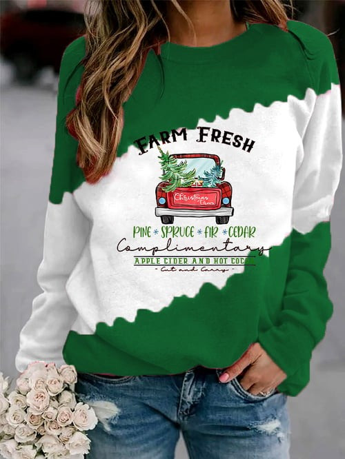 Car Farm Fresh Sweatshirt Pine Spruce Fir Cedar Merch Christmas Gifts For A Farmer Dad