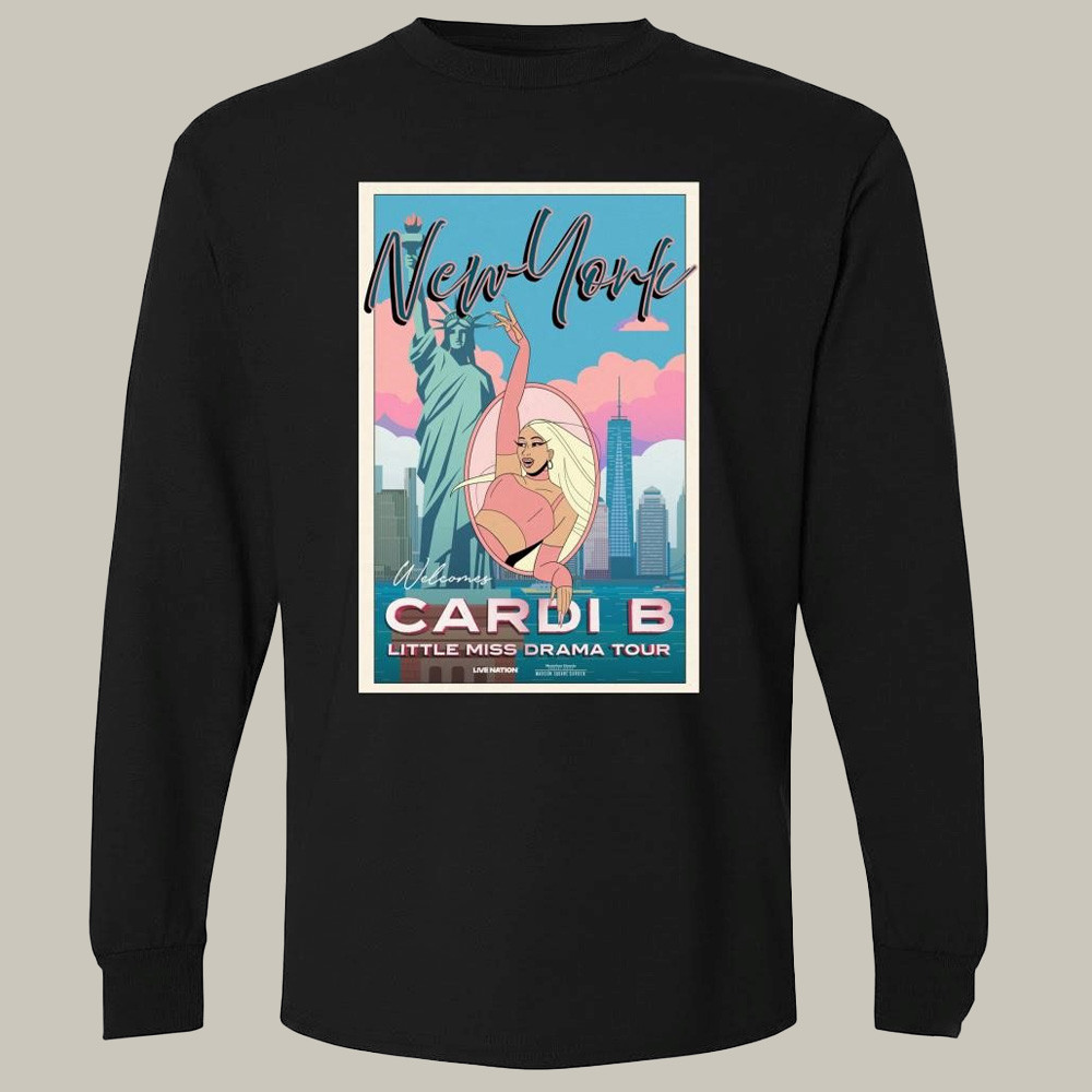 Cardi B Little Miss Drama Tour 2026 Poster Long Sleeve Shirt Cardi B Apparel Podcast Lover Gift